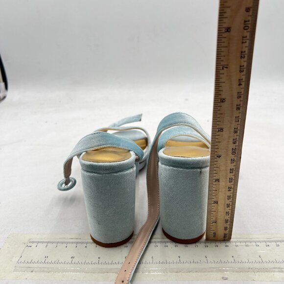 miss left Blue Chunky High Heel Platform Open Toe Crossed Ankle Strap Sandals - Picture 5 of 8